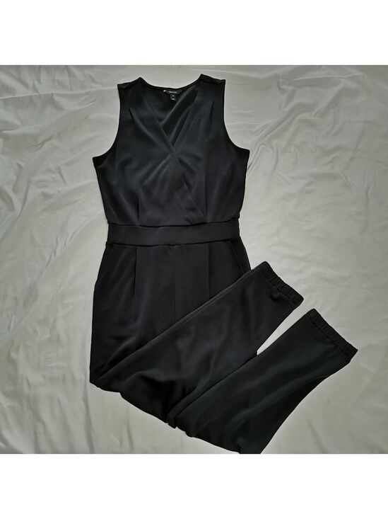 RW&CO. Pants - RW&CO Faux Wrap Tapered Leg Jumpsuit Black Small Petite (SP)
